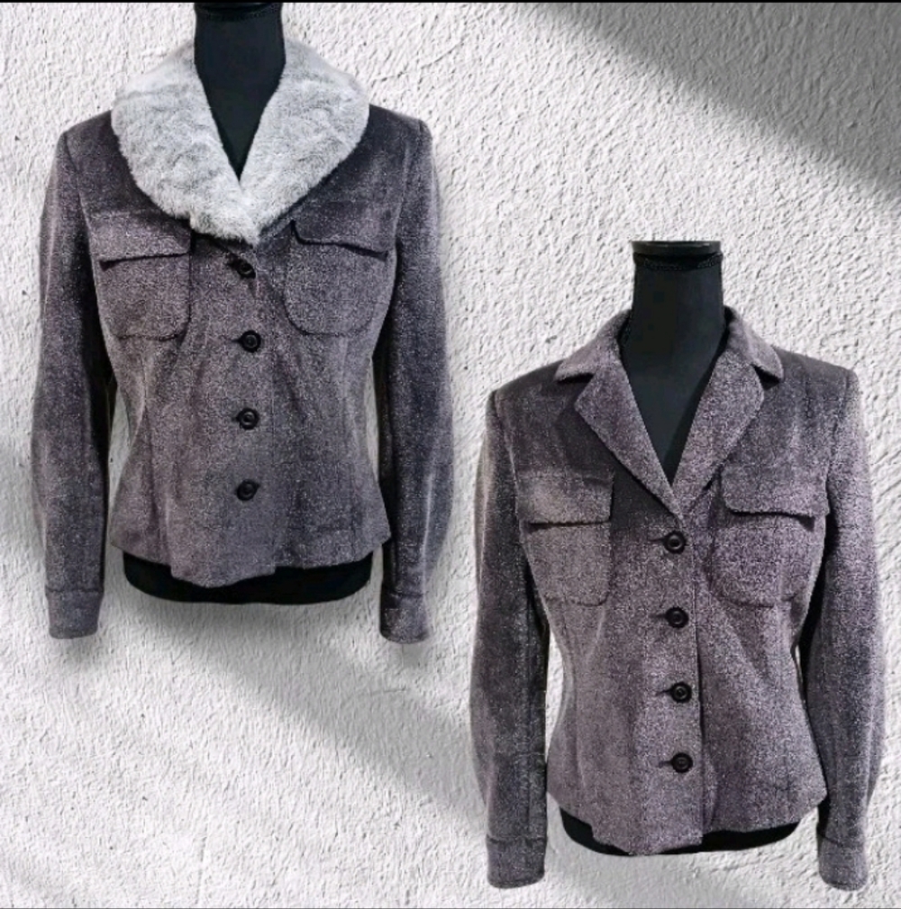 VTG Cadence Faux Fur Convertible Collar Blazer Jacket